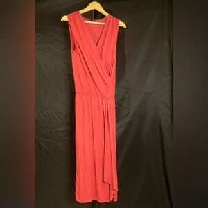 Krisa‎ Women’s Elegant Coral Sleeveless Faux Wrap Dress, small